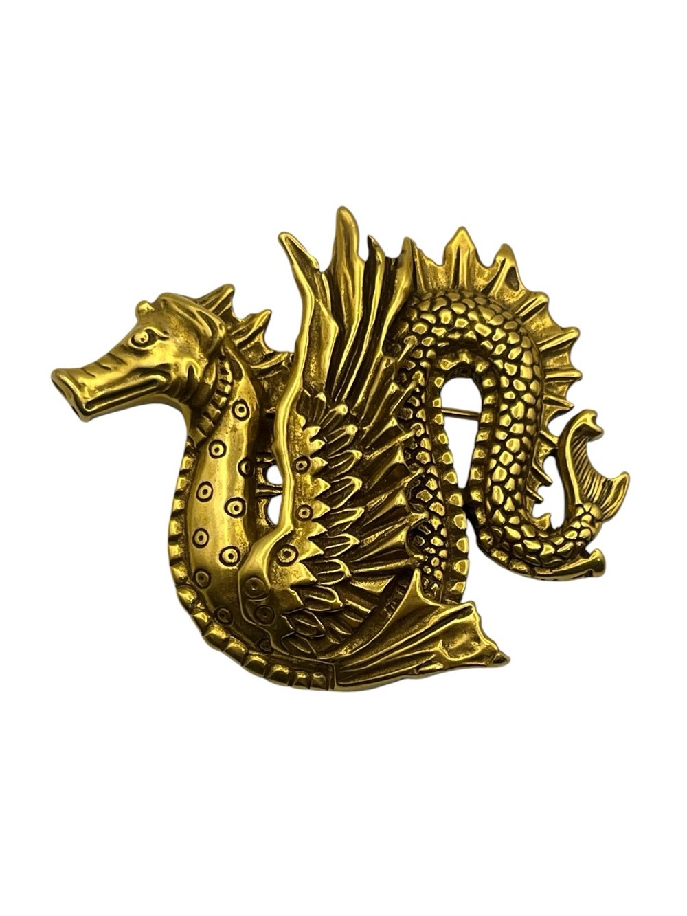 Metropolitan Museum of Art MMA gold tone Scythian sea dragon brooch pin vintage